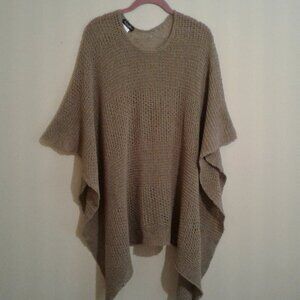 Camel hair and wool knit cape